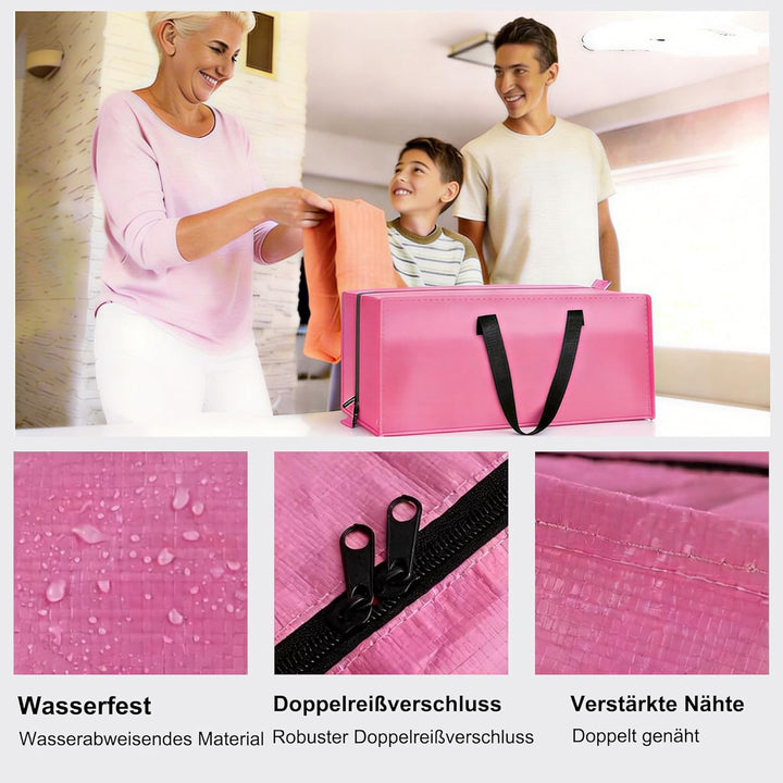 FUSHITON Pink Umzugstaschen 6er Set, Extra Grosse 83L Aufbewahrungstaschen mit Reissverschluss & Ver