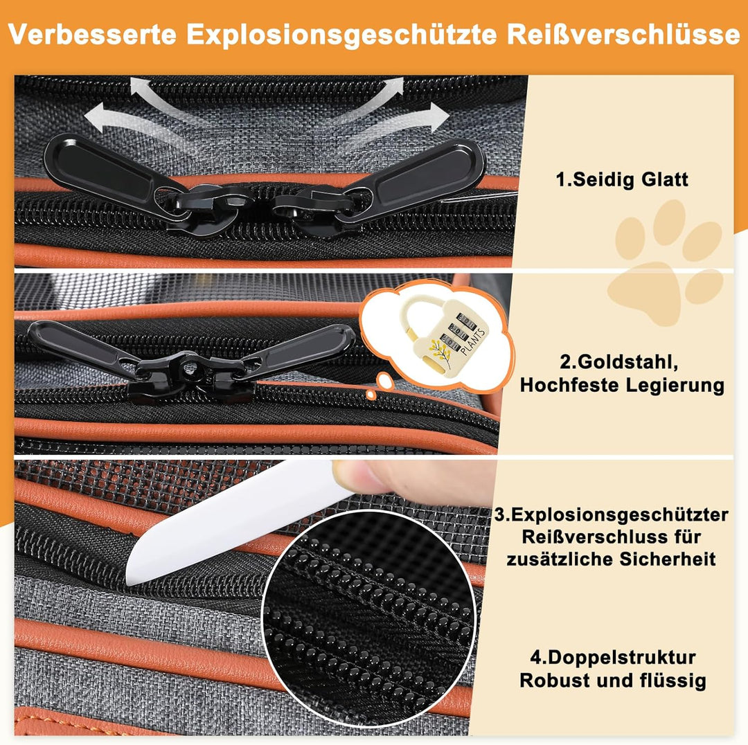 COMSLE Faltbare Transporttasche für Katze Hunde bis 7 kg L（50x28x30cm） Dunkelgrau, L（50x28x30cm） Dun