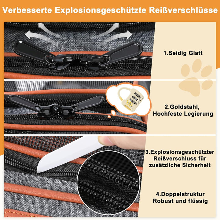 COMSLE Faltbare Transporttasche für Katze Hunde bis 7 kg L（50x28x30cm） Dunkelgrau, L（50x28x30cm） Dun