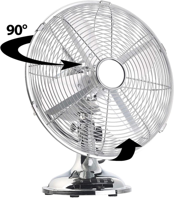 Sichler Haushaltsgeräte Vintage-Ventilator: Vollmetall-Tisch-Ventilator im Retro-Look, Versandrücklä