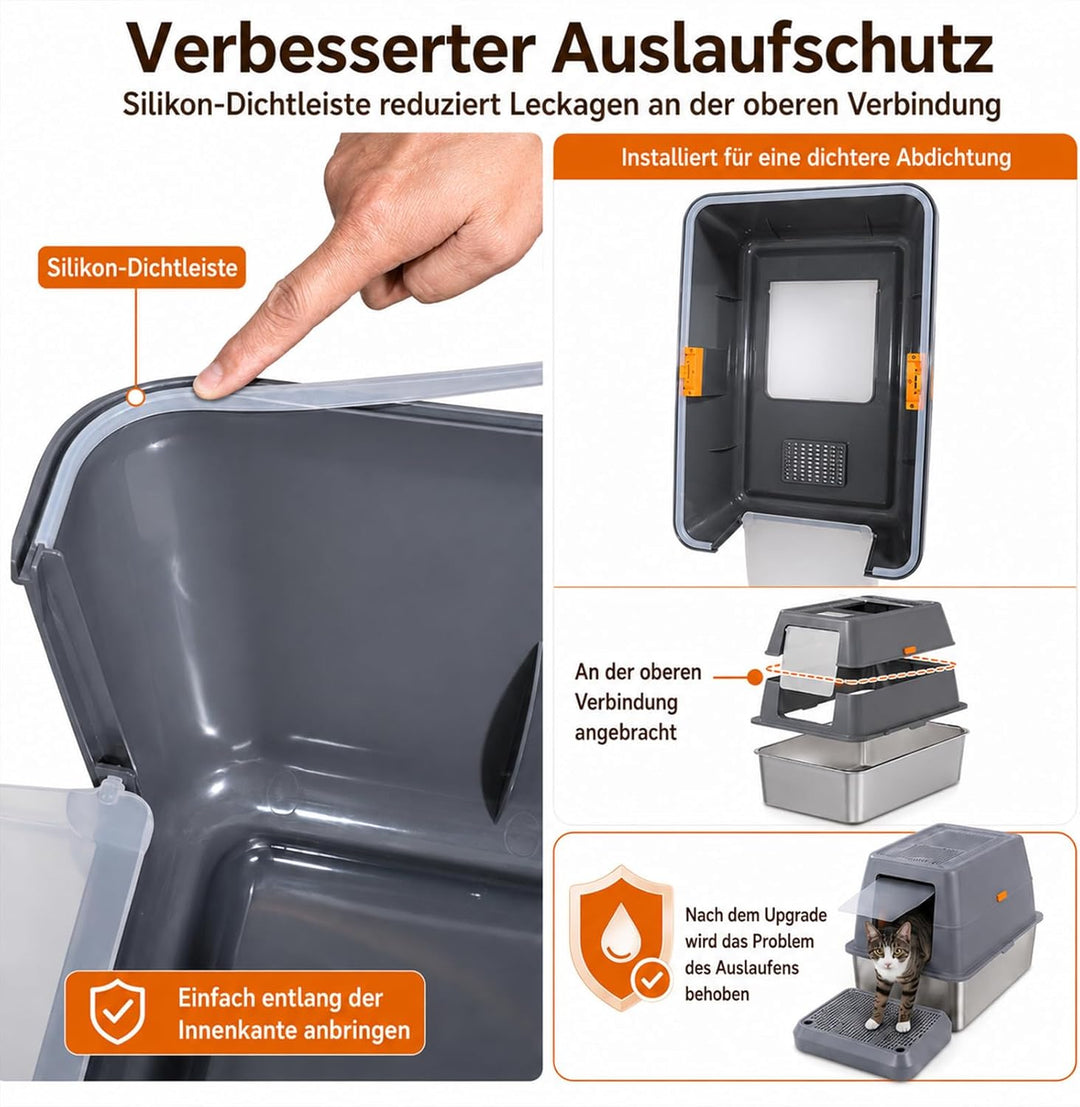 XXXL Katzenklo Edelstahl mit Deckel 70x50x45 cm 90 L extra gross Katzentoilette Edelstahl für grosse
