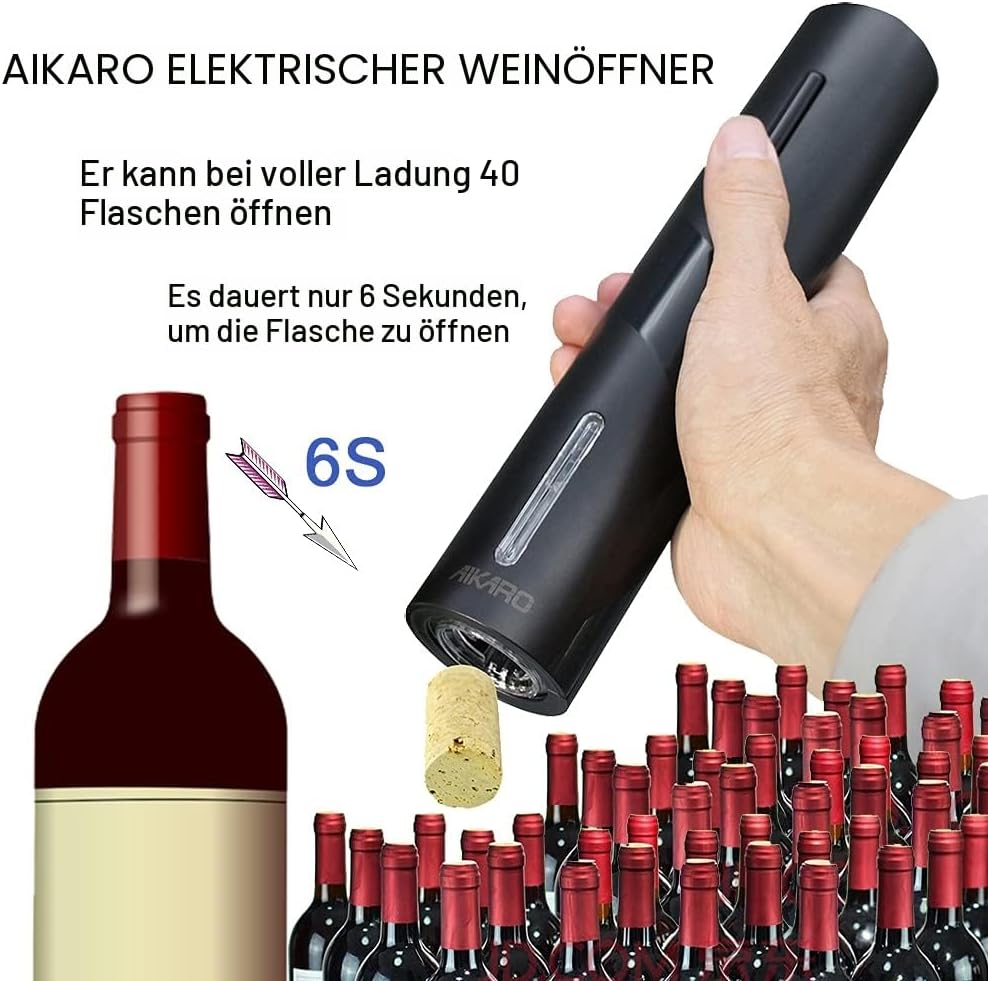AIKARO Elektrischer Korkenzieher Wein öffner Weinflaschenöffner Automatischer Flaschenöffner, Wieder