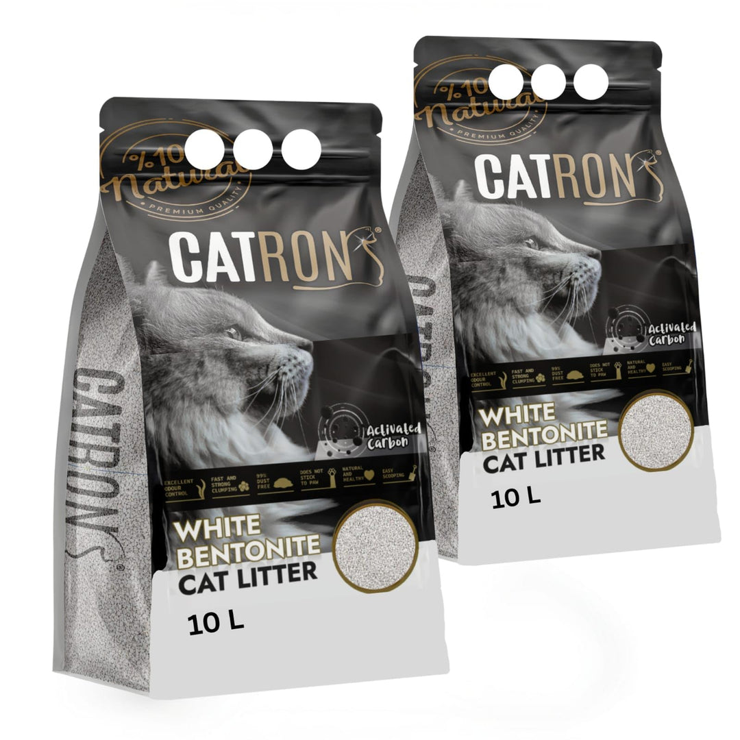 Vorteilspack 2×10 L Catron klumpende Katzenstreu Activated Carbon – Bentonitstreu mit Aktivkohle, ex