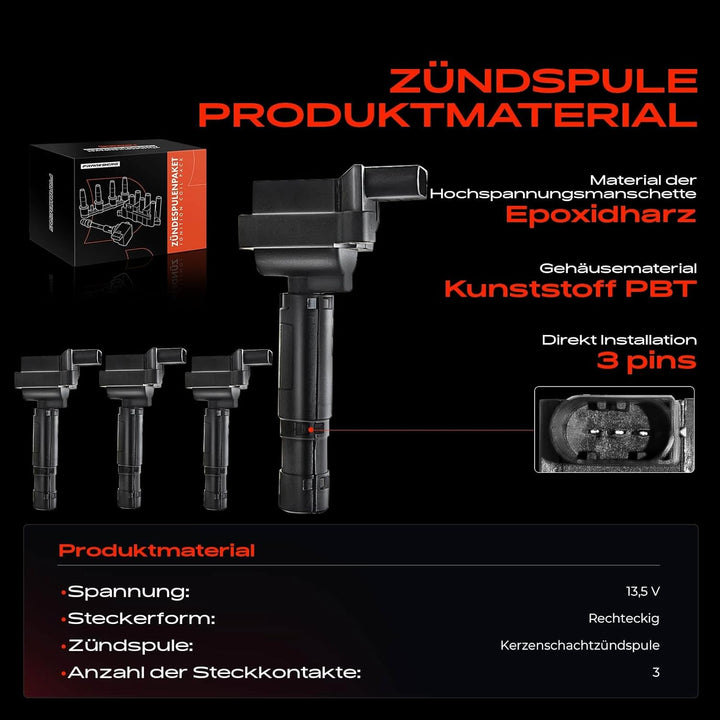 Frankberg 4x Zündspule Zündmodul Kompatibel mit C-Klasse W203 C180 C200 C230 1.8L 2002-2006 C-Klasse