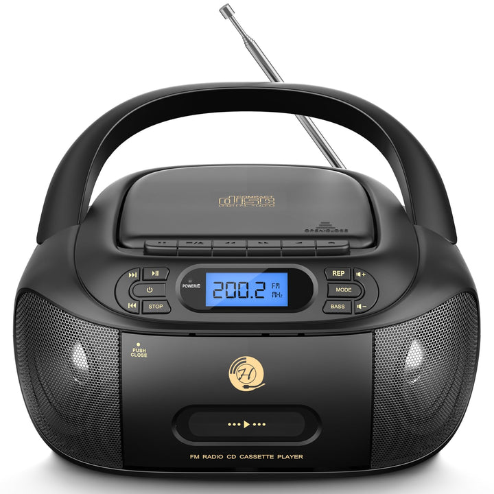 Hernido CD-Player mit Kassette, CD Boombox mit Bluetooth, UKW-Radio, Eingebauten Stereo-Lautsprecher