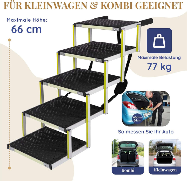 Hundetreppe Auto Klappbar - Hundetreppe Grosse Hunde für SUV - Leuchtende Leitmarkierung - Gelenksch