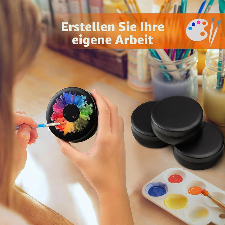 24er Set Schwarz Kerzengläser mit Deckel, 120 ml Weitmundige Leere Gläser für Handgemachte Kerzen, i