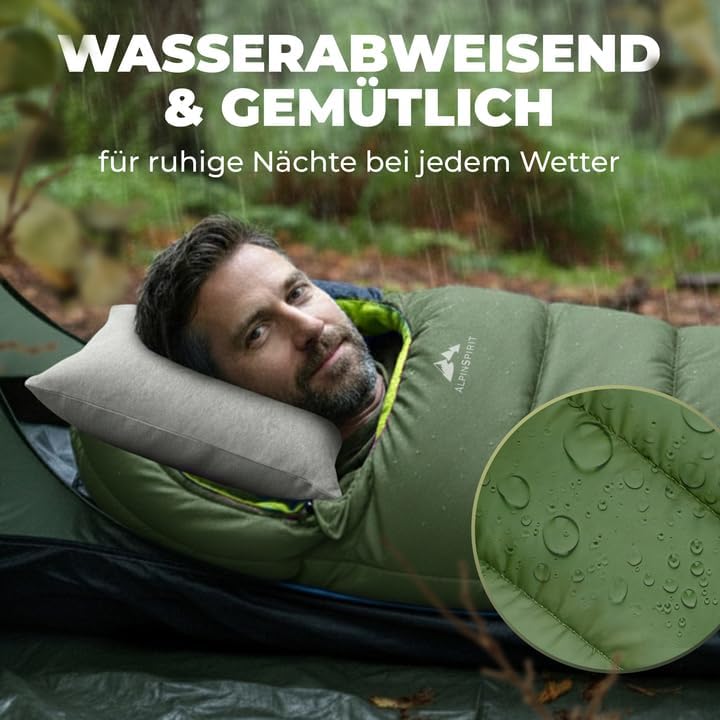 Schlafsack [Ultraleicht] 3 Jahreszeiten Sommer & Winter, kleines Packmass, Komfort, 210x75 cm, leich