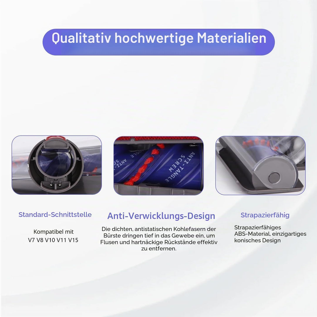 Mini Elektrobürste für Dyson V7 V8 V10 V11 V15 Staubsauger, Mit Anti-Verwicklungsfunktion Zubehör En