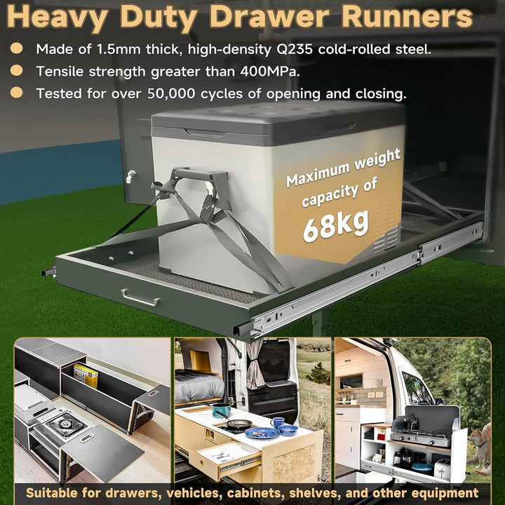 AOLSHENG schubladenschiene vollauszug 300 mm,Schwere schubladenführungen mit Schloss 68 kg Ladekapaz