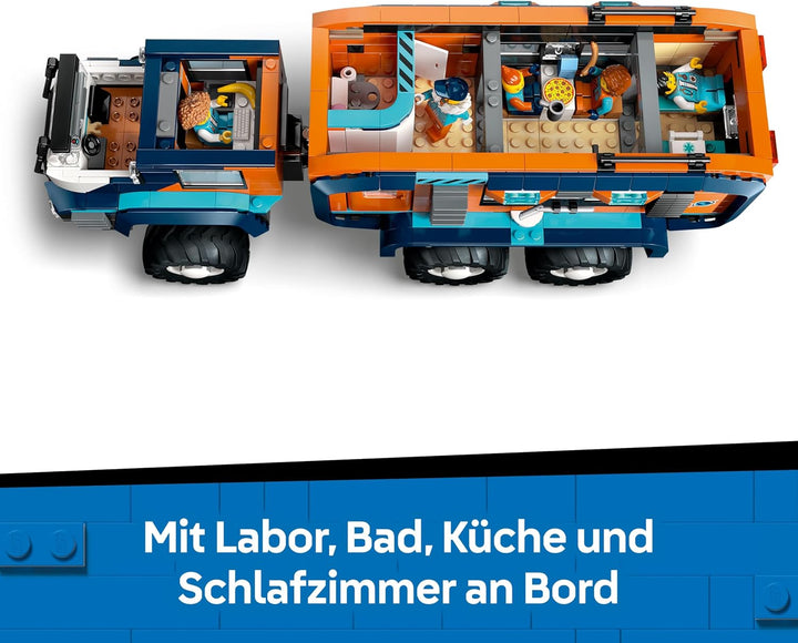 LEGO City Arktis-Truck mit Labor – BAU- und Spielset – Erkundungsfahrzeug mit Lenkung und Federung –