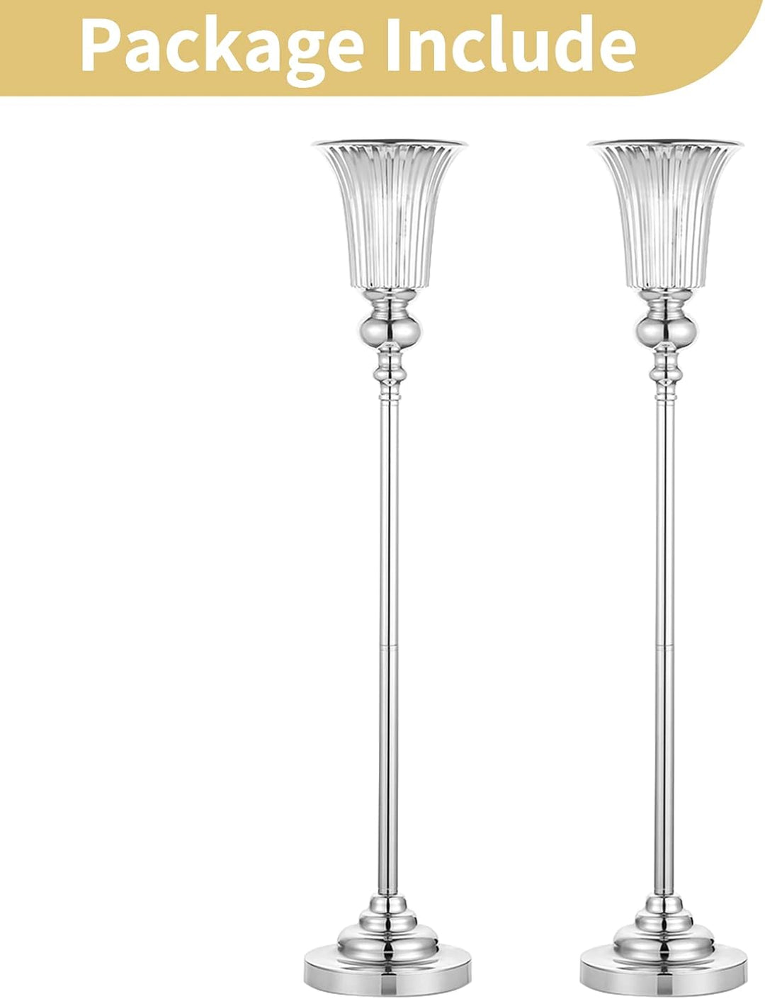 NUPTIO Blumenständer Metall Silber Vase: 2 Stück 77.5cm Hoch Blumenvase Hochzeit Ständer Trompete Va