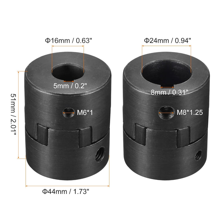 sourcing map Flexible Kupplungswelle 16 mm bis 24 mm 51 mm x 44 mm Motorkupplungsgelenk
