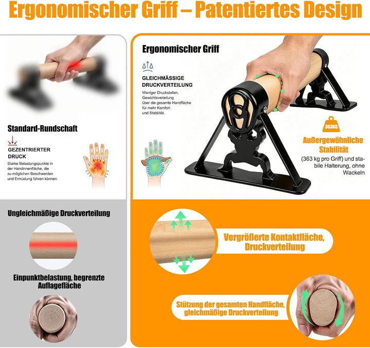 Liegestützgriffe Mit Holz Griff und Metallgestell | Rutschfeste Calisthenics Handstandstange, Lieges