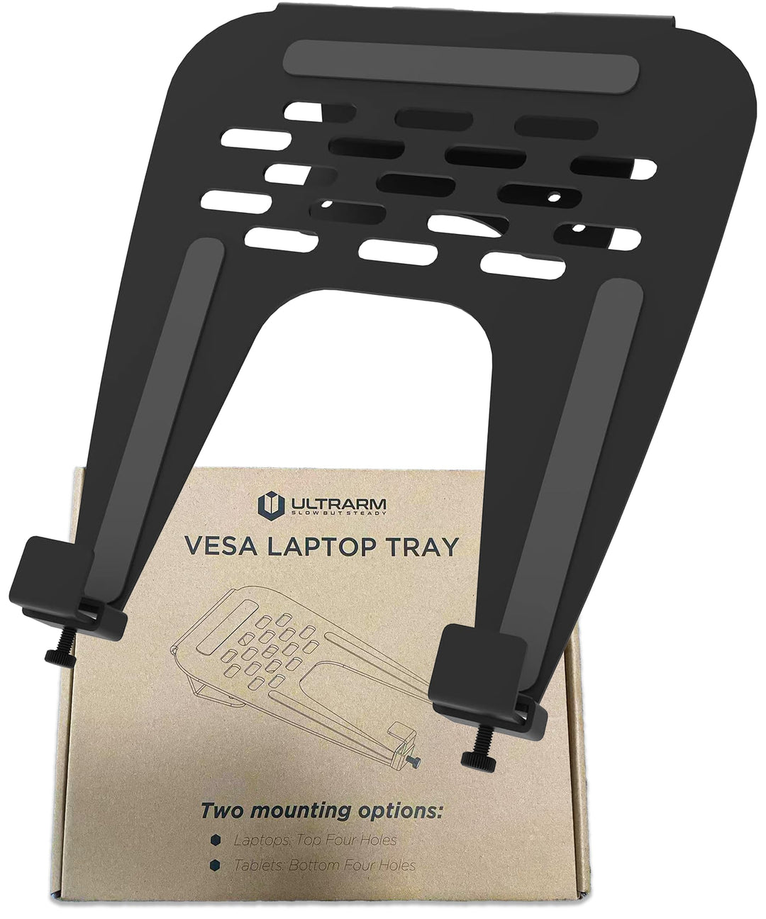 ULTRARM 10-17” Laptop Mount Tray for VESA Monitor Arms and Stands Supports Mounting Notebooks, Table