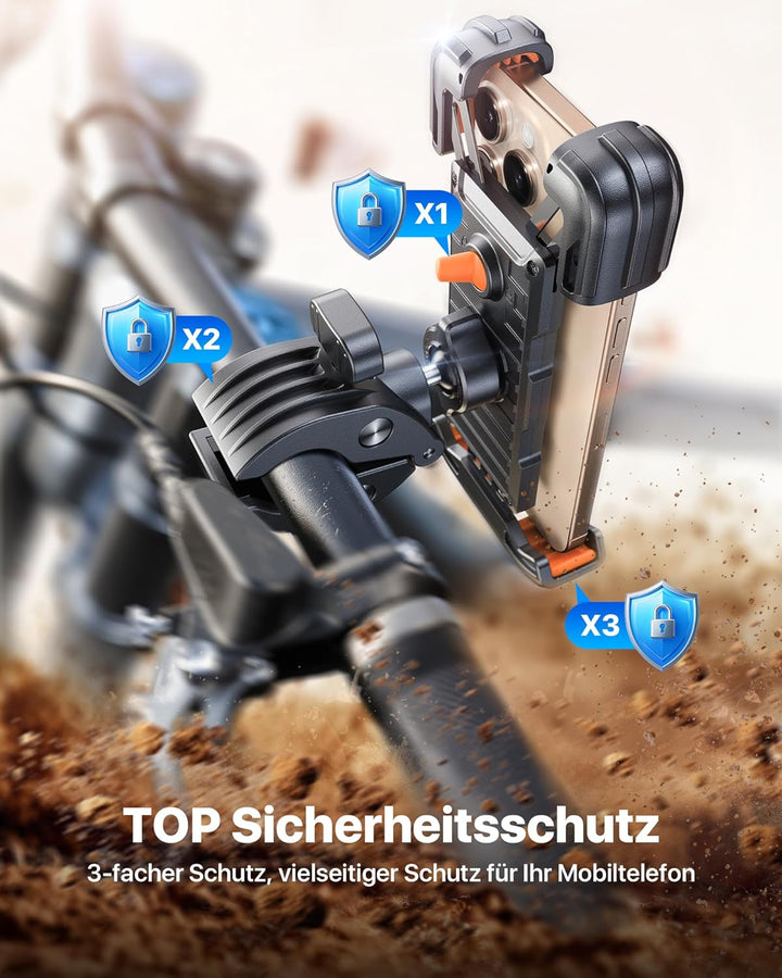 andobil Handyhalterung Fahrrad Lenker [2024 Herausragender Schutz] Patent Design, [1s Schnellspanner