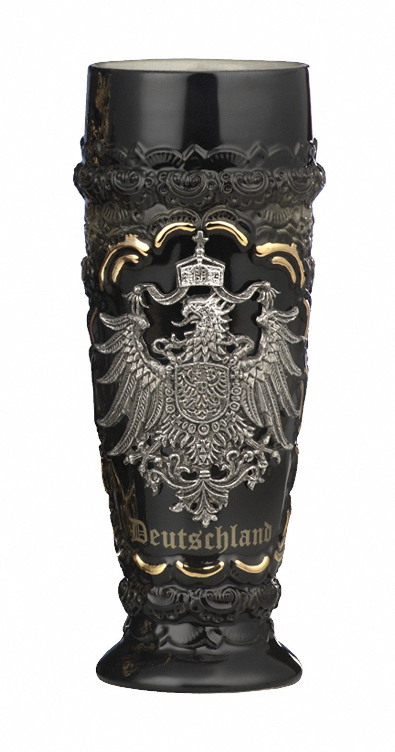Bierkrug schwarz Deutschland Zinnwappen Weizenbiertulpe 0,5 Liter Bierseidel KI 155-SZA 0,5L Deutsch