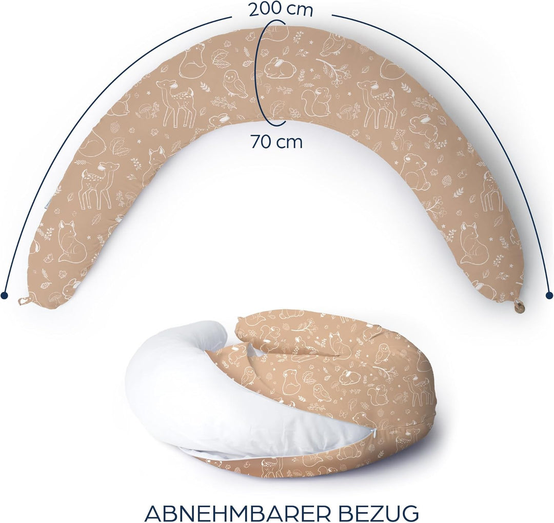 Niimo XXL Schwangerschaftskissen & Stillkissen - Seitenschläferkissen mit Bezug aus 100% Baumwolle,