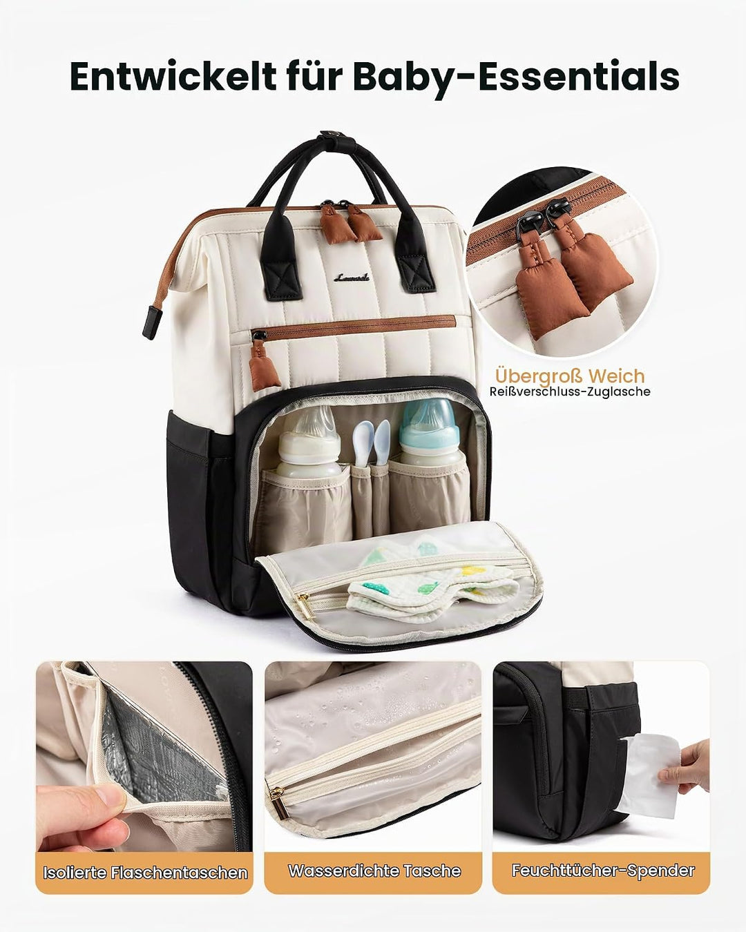 LOVEVOOK Wickelrucksack Gross, Baby Wickeltasche Rucksack Diaper Bag mit Wickelunterlage, Wasserabwe