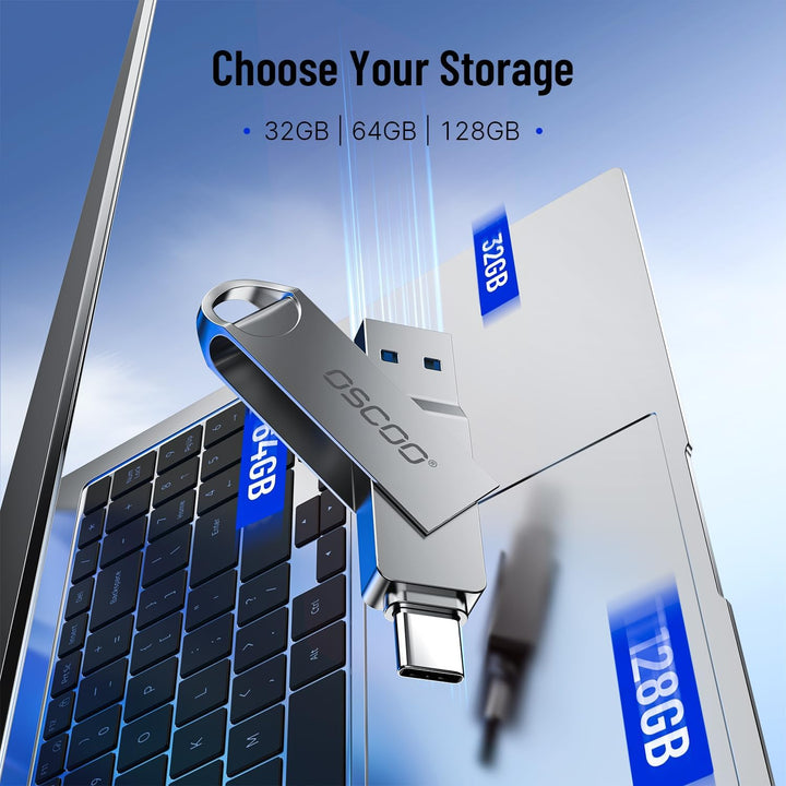256GB USB Flash Drive, USB 3.1 Gen 1 Dual USB-C & USB-A Memory Stick, Portable Thumb Drive for iPhon