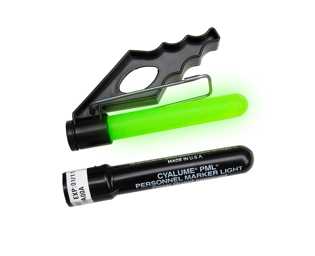 Cyalume Leuchtbaken in Grün (50-er Pack) - PML (Personnel Marker Light) mit Halterung für Rettungsak