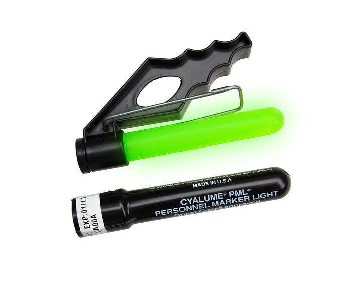 Cyalume Leuchtbaken in Grün (50-er Pack) - PML (Personnel Marker Light) mit Halterung für Rettungsak