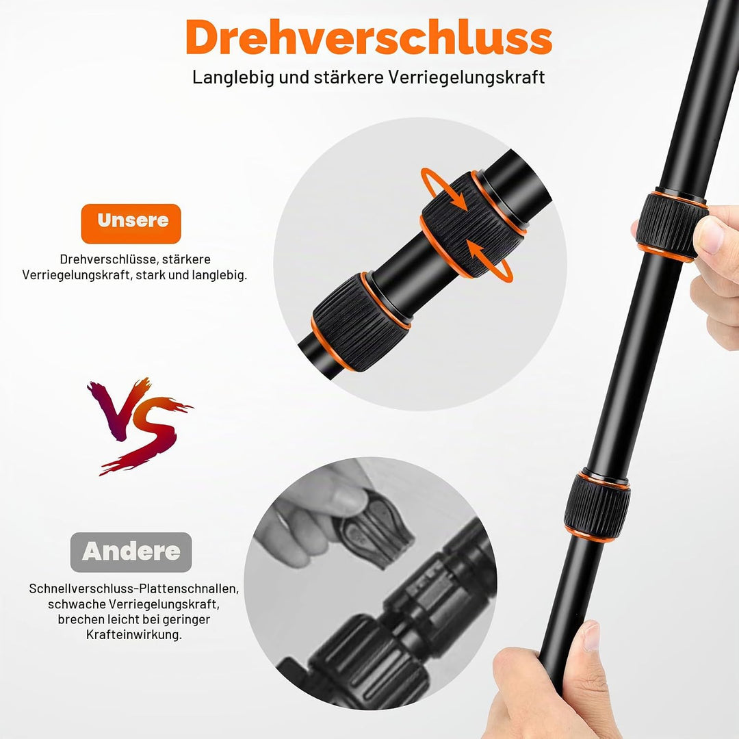 Victiv 205cm Professionelles Kamera Stativ, Aluminiumlegierung Reisestativ Stativ mit 360° Kugelkopf