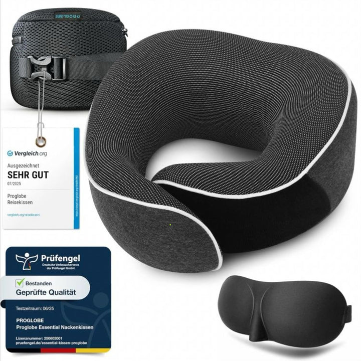 Proglobe Nackenkissen Flugzeug, Reisekissen 100% Memory Foam, Orthopädisches Nackenhörnchen, Für Rei