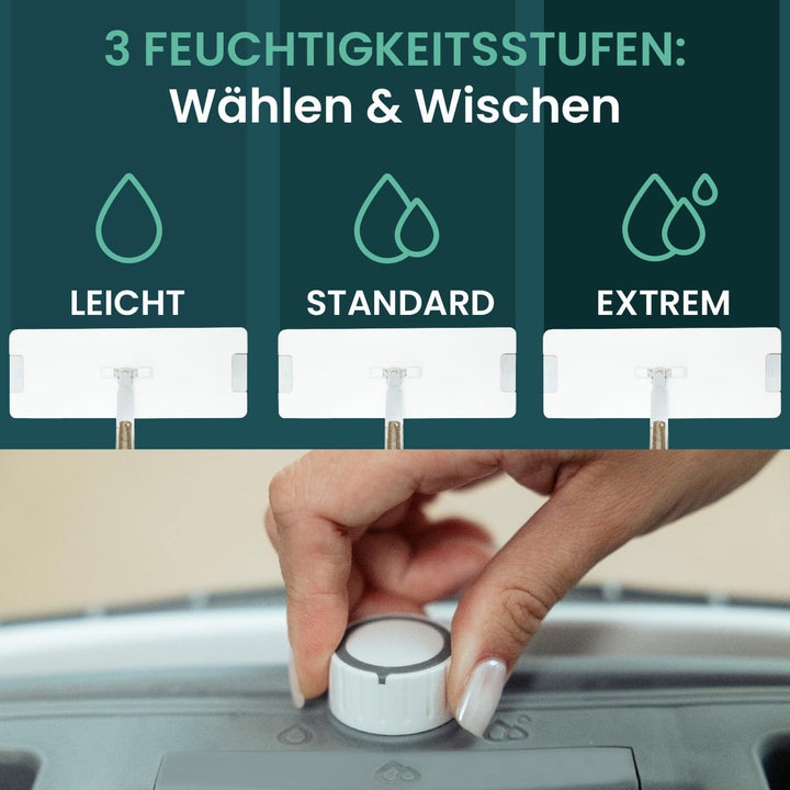 Wischmopp Set mit Eimer – Bodenwischer mit 3-Kammersystem - Wischer mit grossvolumigen Putzeimer - M
