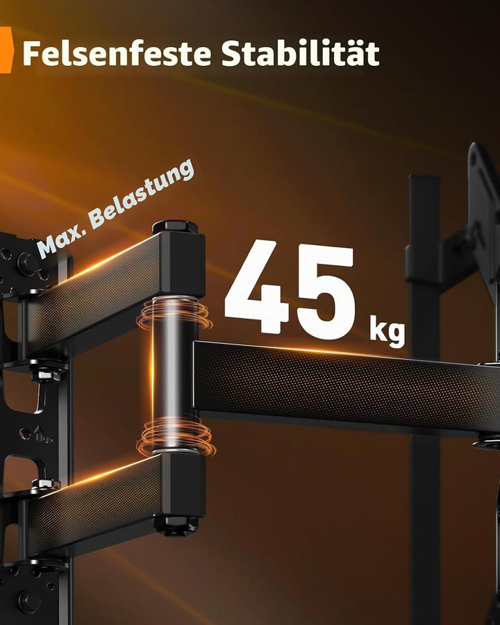 Perlegear Voll-bewegliche TV Wandhalterung mit LED-Lichtern für 25″-65″ TV 45kg, TV Halterung mit Ne