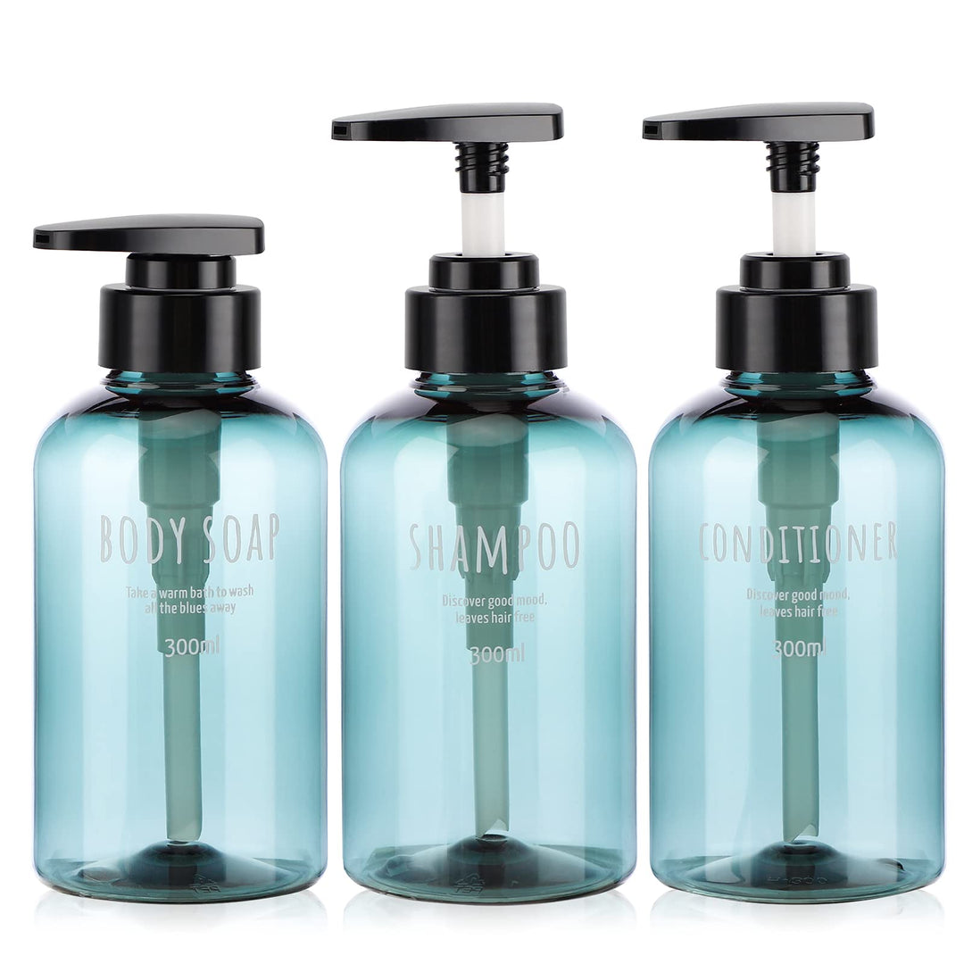Segbeauty 3 x Duschflaschen, nachfüllbar, 300 ml Spender, Pumpflaschen für Badezimmer, Kunststoff, L