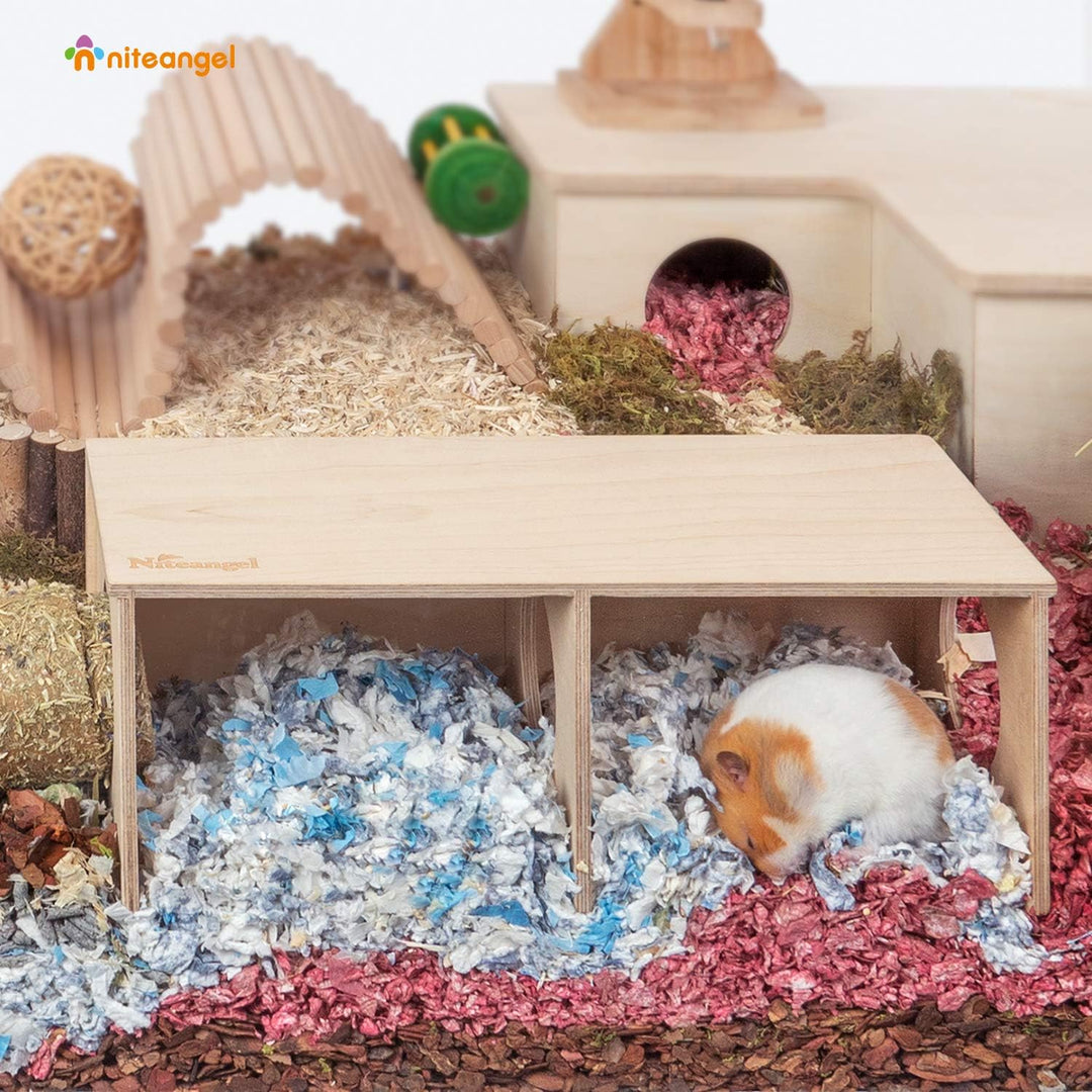 Niteangel Hamster Secret Peep Schuppen 2-Kammer Versteck & Tunnel Erkundungs-Spielzeug, Small - for