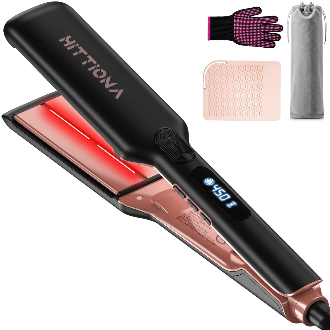 【Professionelles Keramik-Glätteisen】1.75“ Ionen-Haarglätter mit LCD-Temperaturanzeige – Individuelle