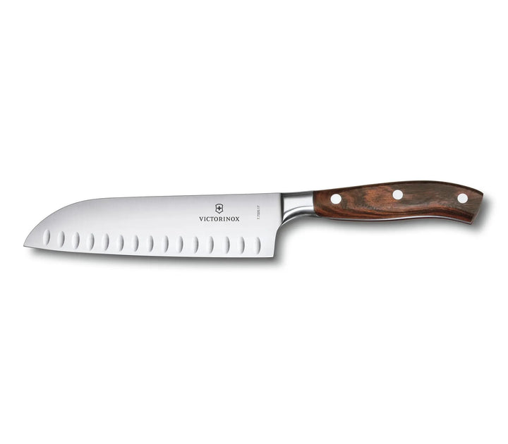 Victorinox, Grand Maître, Profi Santokumesser, Extra Scharfe Klinge, Kullenschliff, 17 cm, Edler Hol
