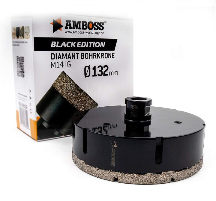 Amboss - Diamant Bohrkrone 132 mm (M14) für Winkelschleifer | Geeignet für Feinsteinzeug, harte Flie