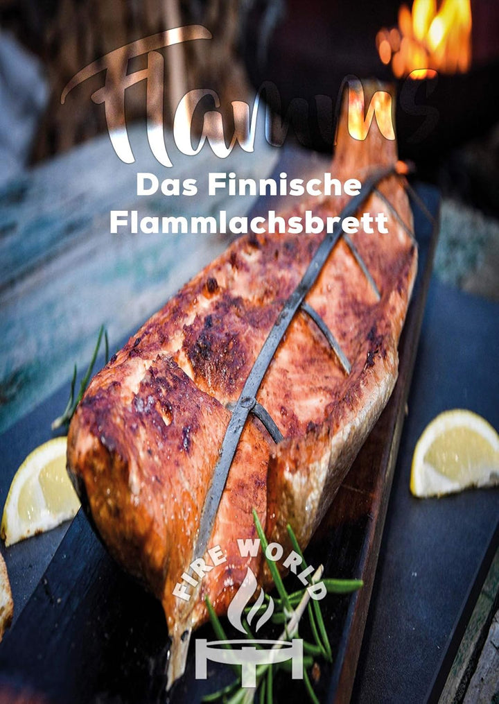 Fire World - Flammlachsbretter - 3er Set Flammlachsbrett - Flammlachsbretter mit Halterung aus Edels