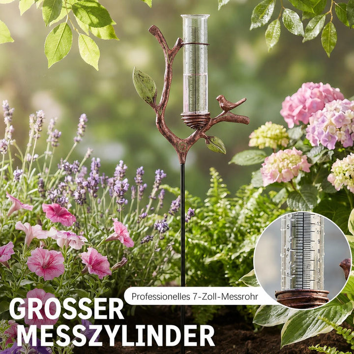 Regenmesser Garten mit Erdspiess, 92 cm Niederschlagsmesser mit 17,8 cm Acryl-Messrohr, dekorativer