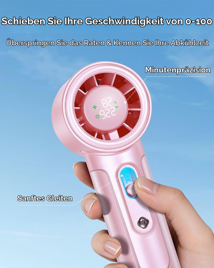 Handventilator Tragbar, Leistungsstarker Mini Ventilator, 5000mAh Akku bis zu 18 Std. Laufzeit, Tasc