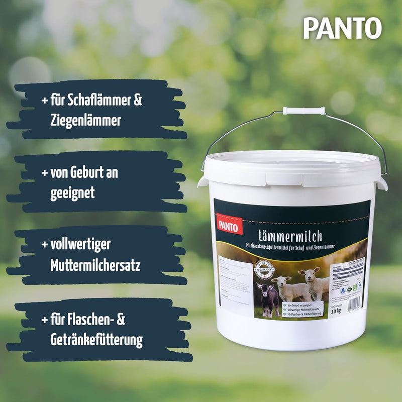 PANTO Lämmermilch Milchersatz 10 kg – Milchaustauscher für Schaflämmer & Ziegenlämmer, vollwertiger