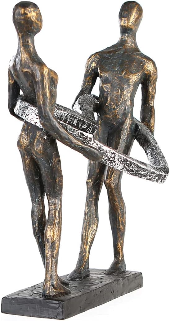 Casablanca - Deko Skulptur Figur Connected - aus Poly bronzefarbenes Paar H 31 cm Höhe 31 cm Bronzef