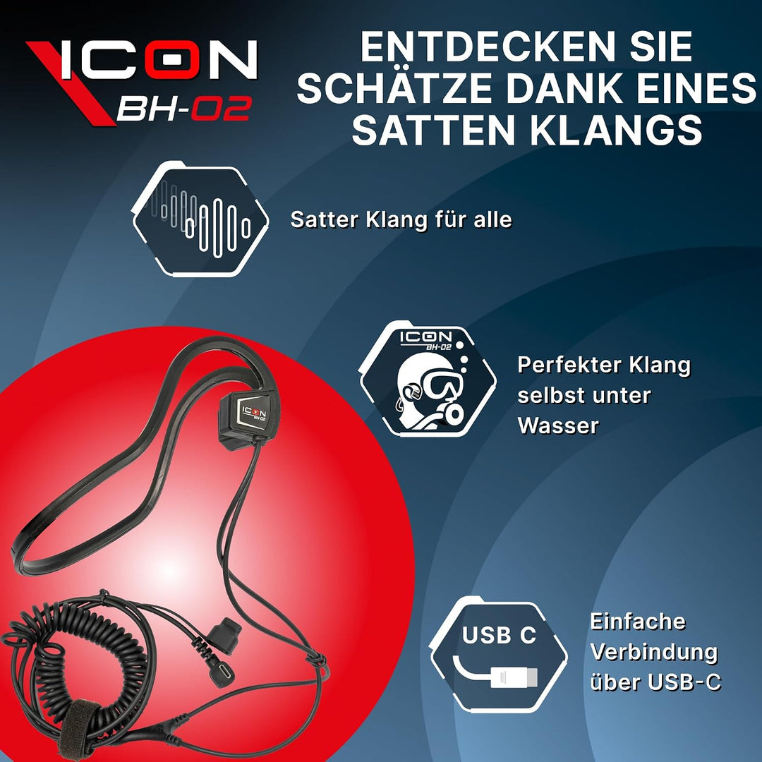 XP Metal Detectors BH-02, kabelgebundener Knochenleitungs-Kopfhörer, entwickelt für ICON oder ICONX