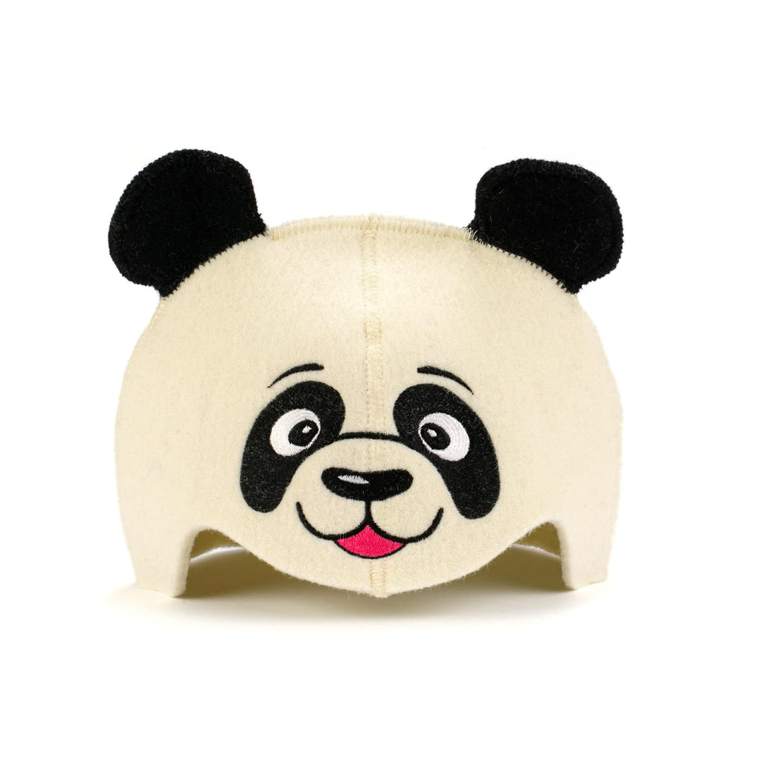 Natural Textile Saunahut 'Sauna Panda' White - 100% organische Wollfilzmützen - Schützen Sie Ihren K