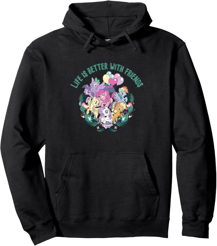 My Little Pony Group Shot Flowers & Balloons Better Friends Pullover Hoodie