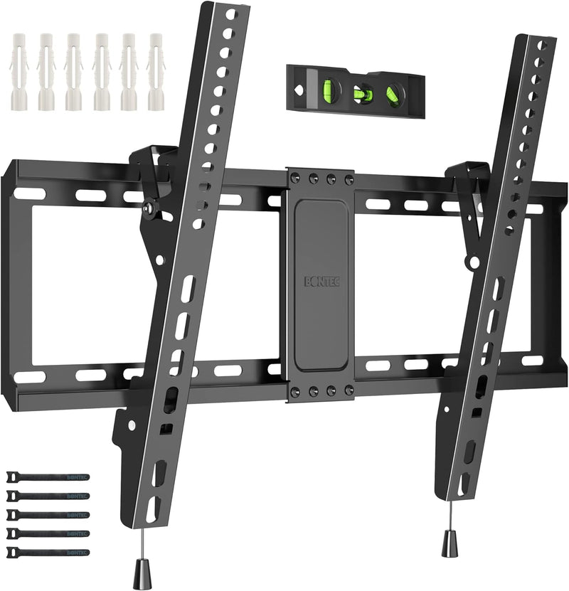 BONTEC TV Wandhalterung, Neigbare Halterung für 37-82 Zoll Flach & Curved LED/LCD/OLED/Plasma Fernse