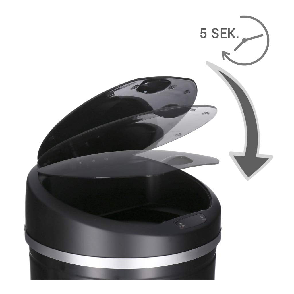 TALK-POINT TP Sensor Müll-Eimer, Abfall-Behälter aus Edelstahl, automatischer Deckel, rund, ca. 30 L