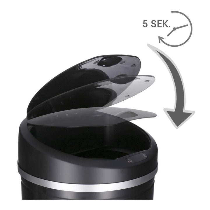 TALK-POINT TP Sensor Müll-Eimer, Abfall-Behälter aus Edelstahl, automatischer Deckel, rund, ca. 30 L