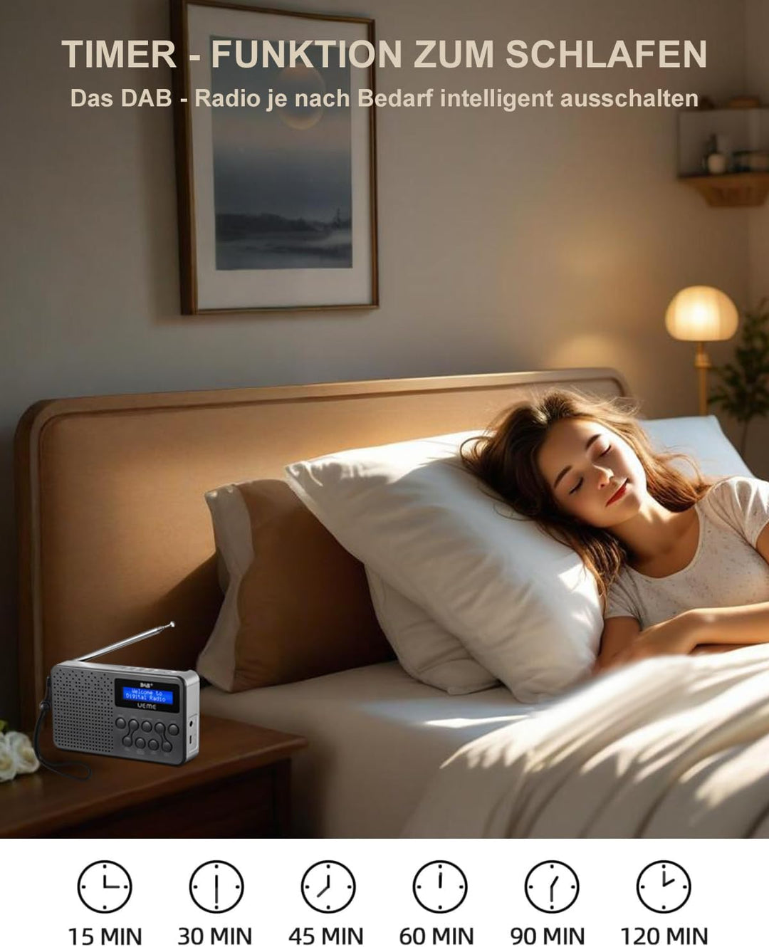 UEME Tragbares DAB+ DAB FM-Radio mit 3W Lautsprecher mit verbessertem Bass, Integriertem 2600mAh Lit
