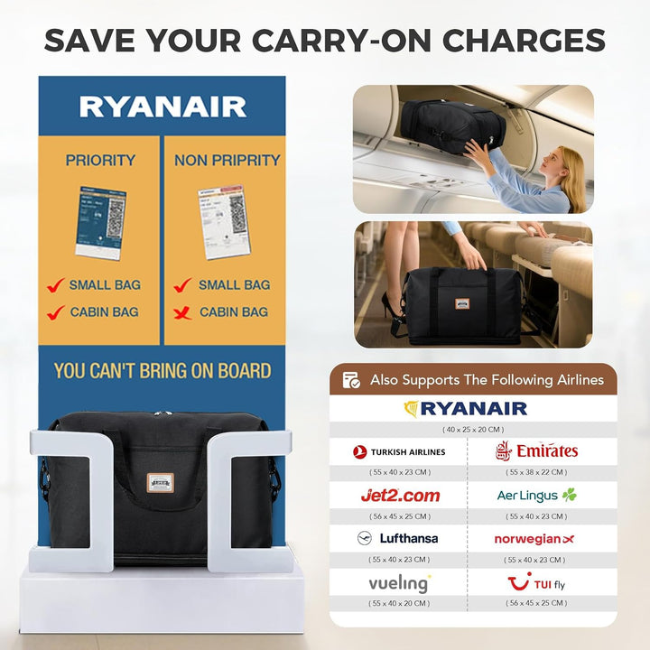 Ryanair Handgepäck 40x30x20 Reisetasche Damen Handgepäck Tasche 40x20x25, Sporttasche Klein Weekende