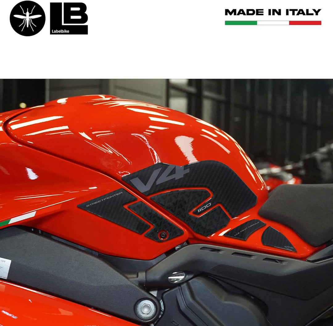 labelbike - 2 3D Aufkleber Seitenschutz aus Kunstharz für Motorradtanks kompatibel mit Ducati Street