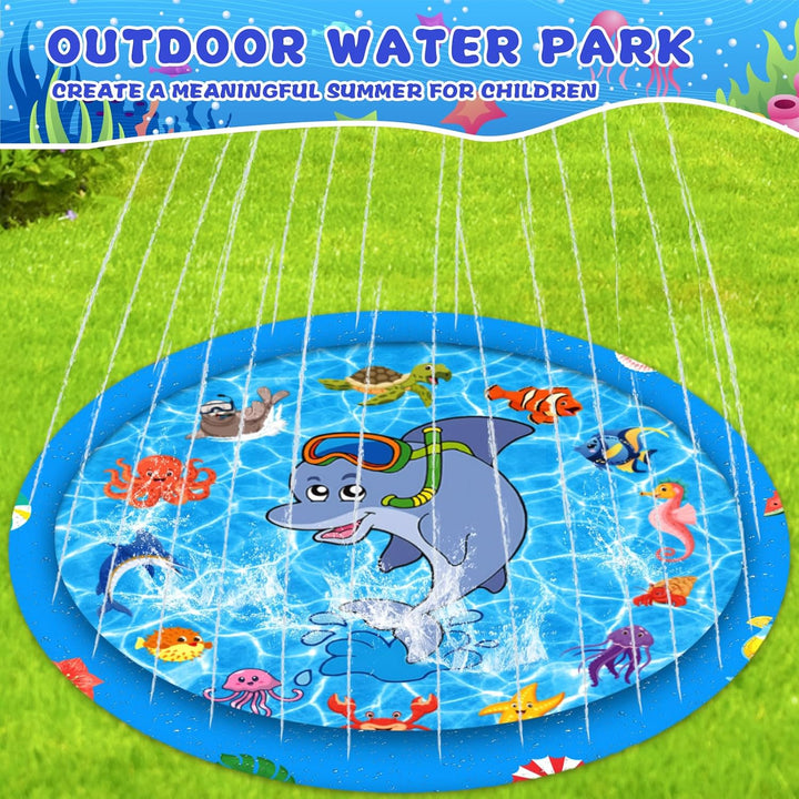 MULEVIP Splash Pad 170CM Wasserspielmatte Kinder,Sprinklermatte,Wassersprenkler Garten Kinder,Sprink